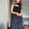 Black Amayra Viscouse Short Noodle Strap Kurti with Garara & Dupatta