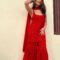 Amayra Viscouse Short Noodle Strap Kurti with Garara & Dupatta Red