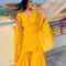 Amayra Viscouse Short Noodle Strap Kurti with Garara & Dupatta Yellow