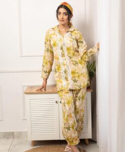 Elif Floral Printed Cord Set Full